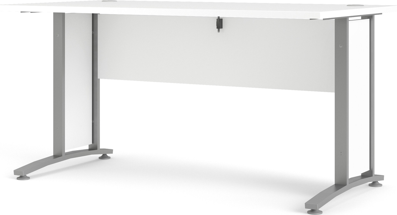 Skrivebord Arbejdsbord Vesterholm Prima 150x80 Hvid Grå Melamin Spånplade Sølvgrå Stålben
