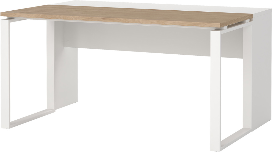 Skrivebord Vesterholm Formé  Hvid Jackson Hickory  Inkl  Tillægsbord  H75 6ã D60    Pulverlakerede Stålben