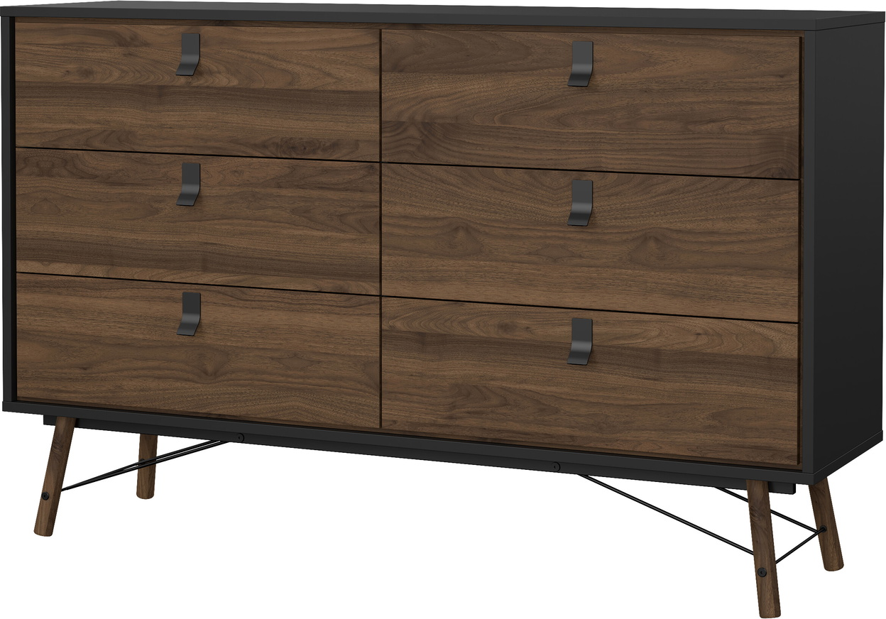 Dobbelt Kommode Vesterholm Askø    Skuffer  Valnød Mat Sort  Fsc  B150ã D40ã H95