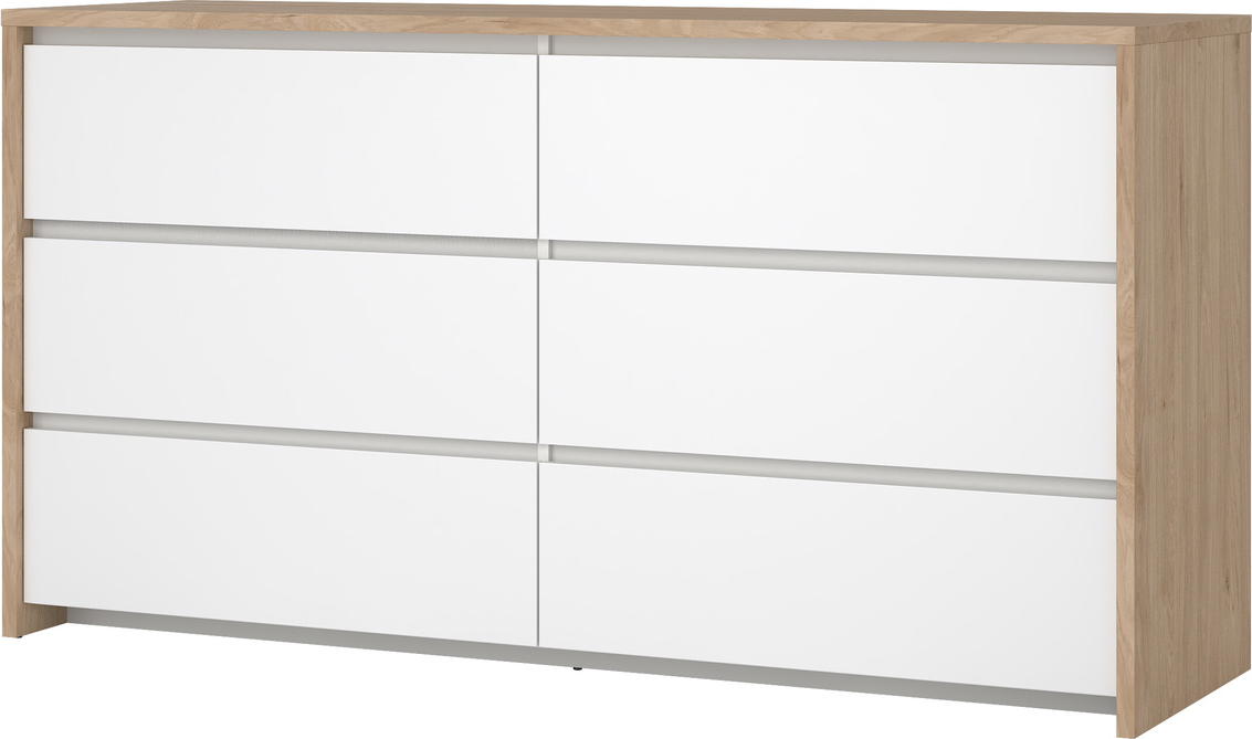 Dobbelt Kommode Vesterholm Next   Skuffer Jackson Hickory Hvid Højglans B157ã H84ã D48   Fsc