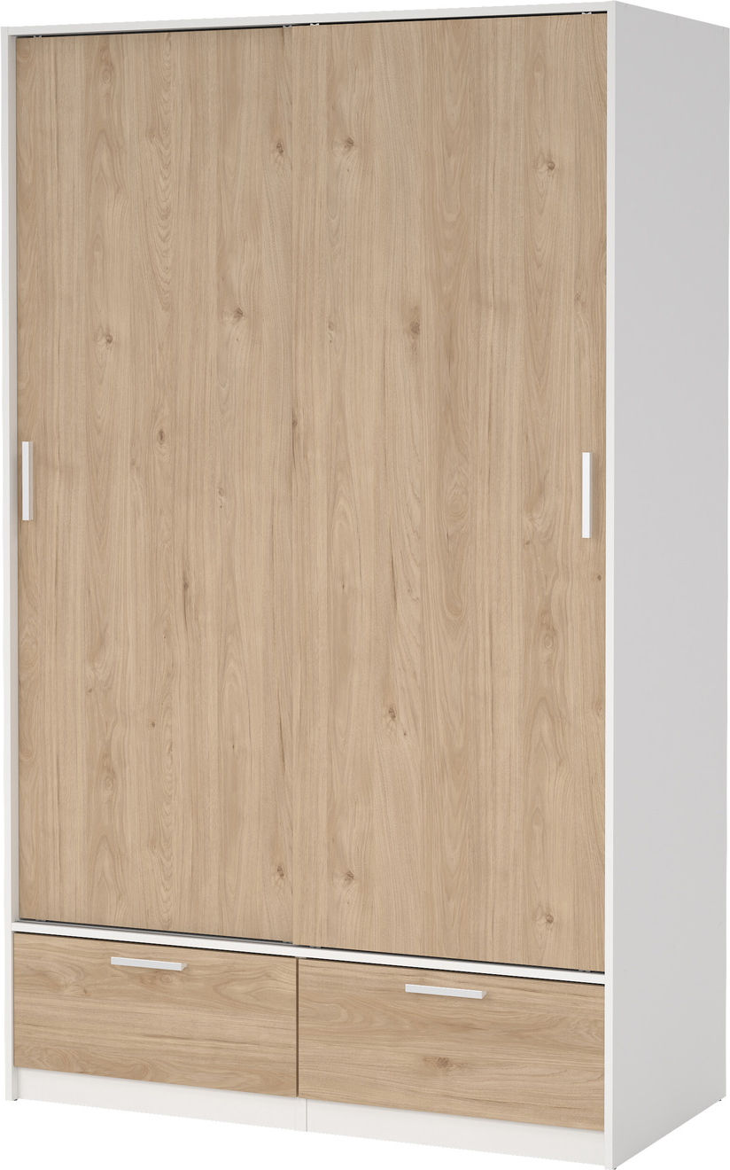 Garderobeskab Vesterholm Liva -dørs -skuffer Hvid Jackson Hickory H200 B121 D60