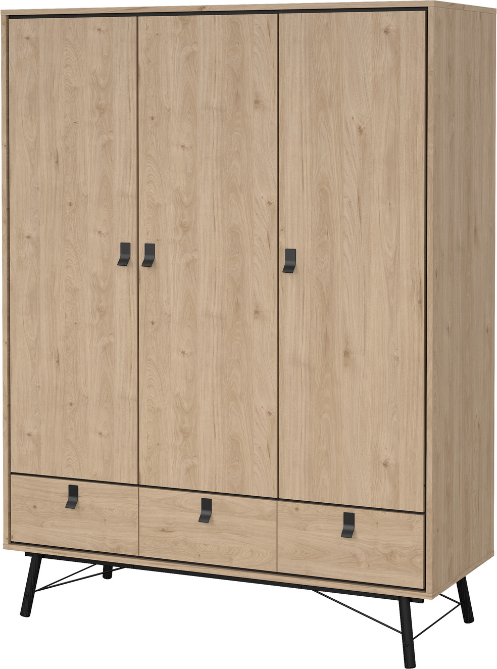 Garderobeskab Vesterholm Askø Døre Skuffer Jackson Hickory Trælook H200ã B150ã D60 Fsc-spånplade Metalgreb