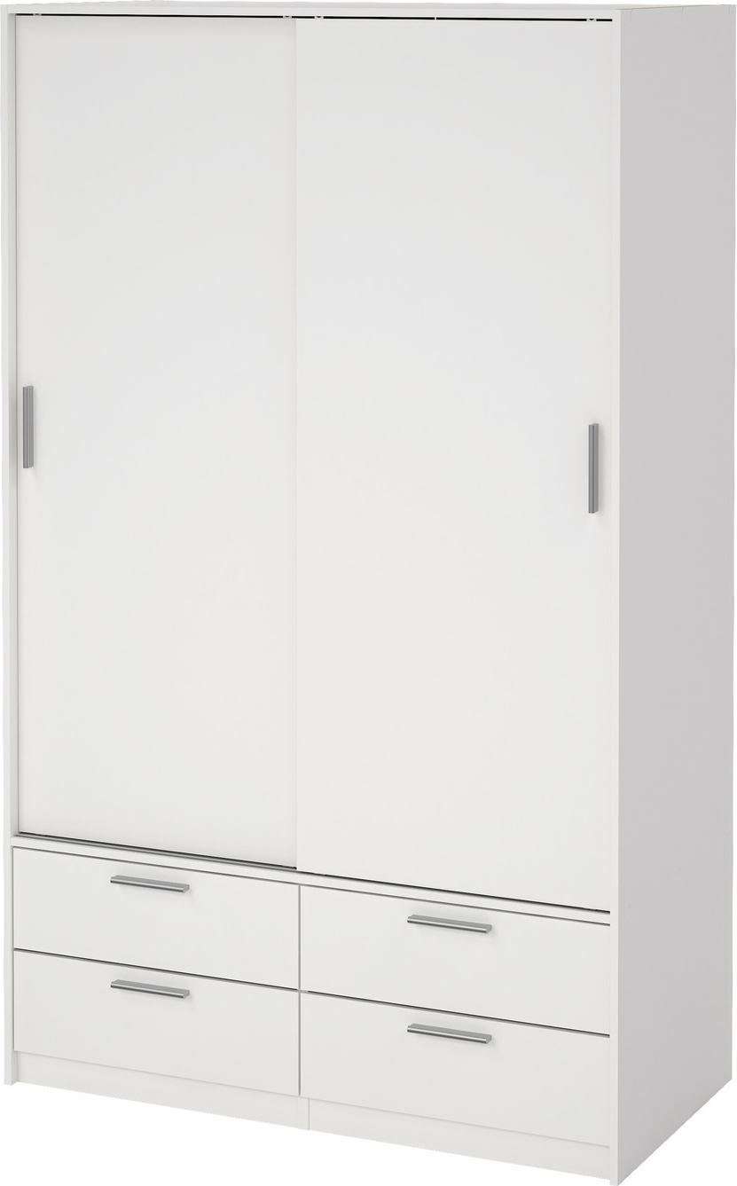 Garderobeskab Vesterholm Liva Skydedøre Skuffer Hvid H200xb121xd60 Dansk Produceret Fsc