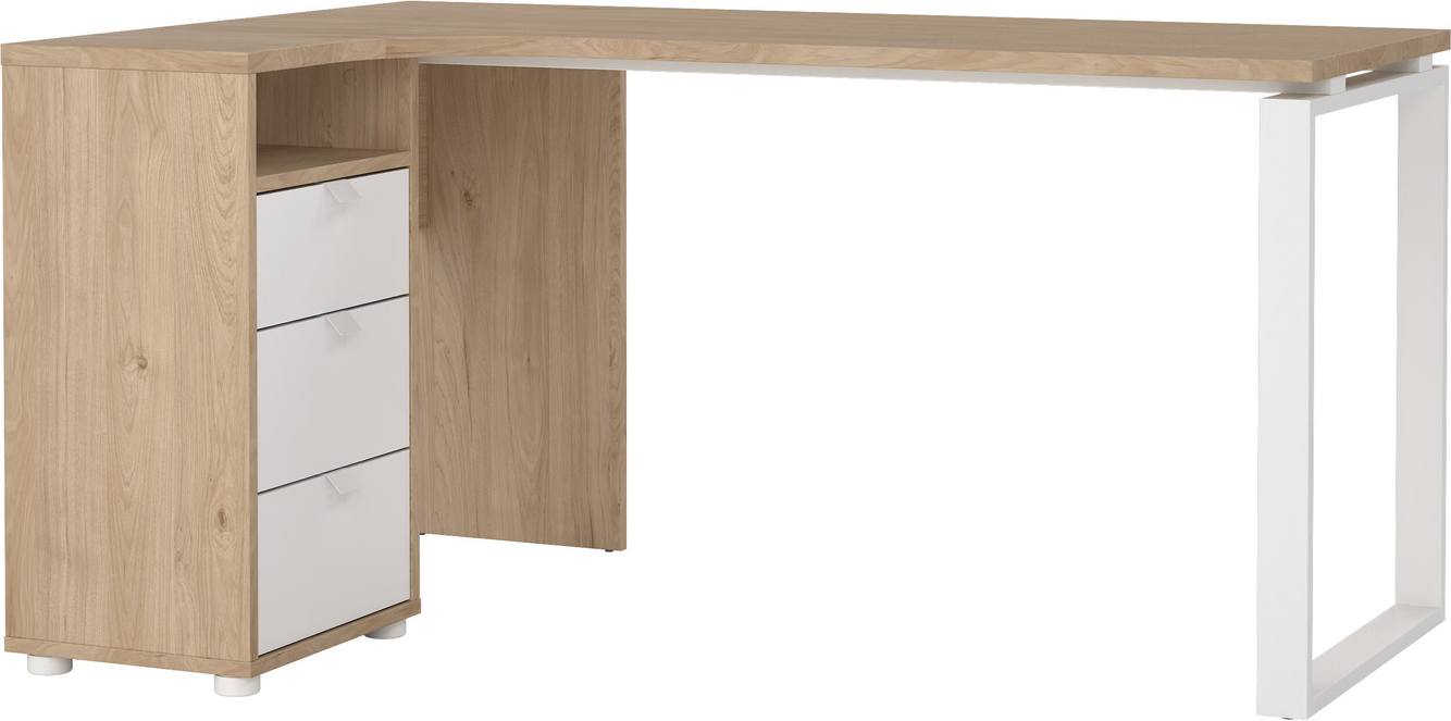 Hjørnekontorbord Vesterholm Formé Med Skab Hvid Jackson Hickory Skrivebord 150ã 99 Fsc Stålben