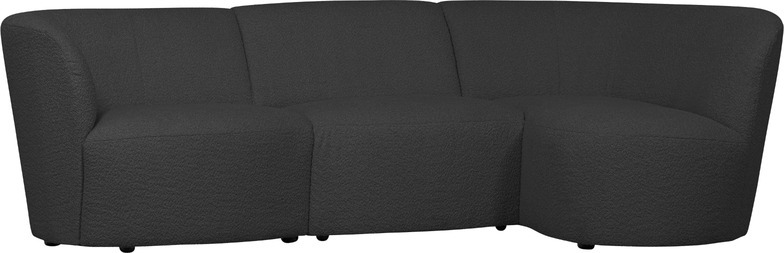 3-personers Woood Coco Sofa Højrevendt Mørkegrå Uldbouclé