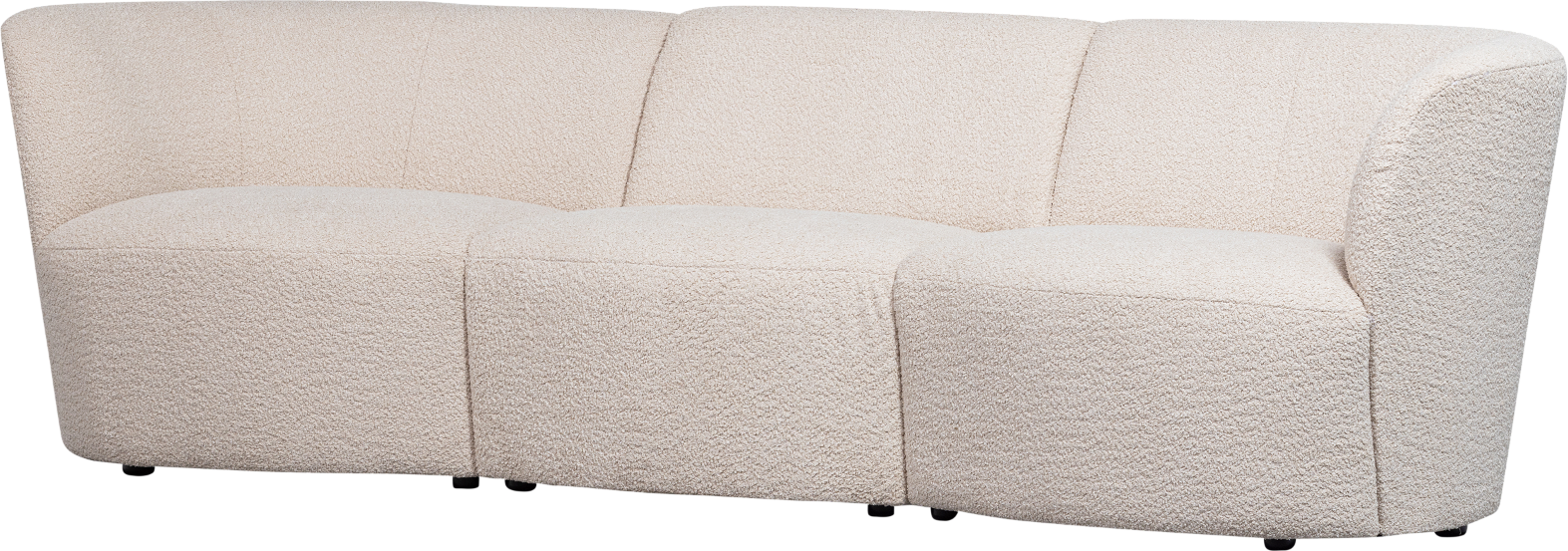Elegant 3-personers Woood Coco Sofa i Bouclé Creme
