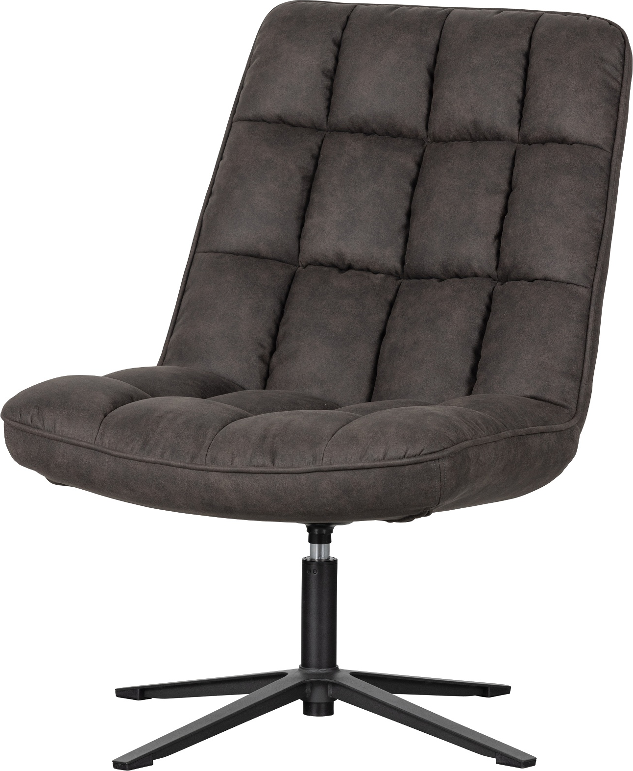 Lænestol Loungestol Woood Collection Dirkje Sort -læder Svingbar Metalbase