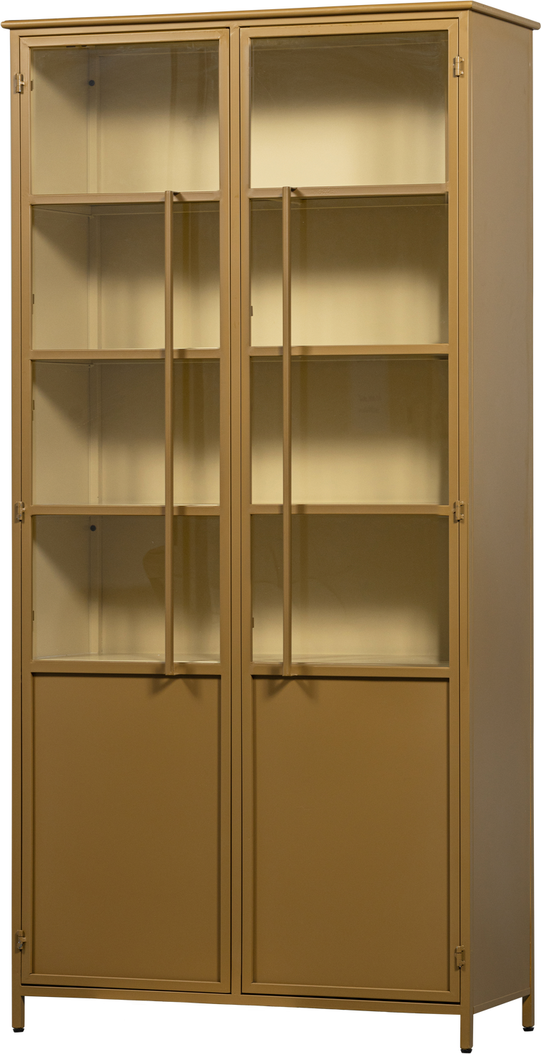 Vitrineskab Woood Exhibit Displayskab Honninggul  Mat Pulverlakeret Jern    Hylder  203x99x45
