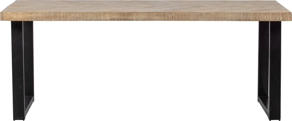 Woood Tablo Spisebord Plankebord   Mangotræ  Natur  Sildebensmønster  180x90    Sort  -ben