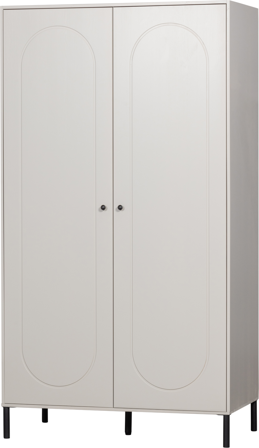 Garderobeskab Woood Collection Gråhvid Slebet Fyrretræ Fsc Låger Hængesektion H202xb110xd55