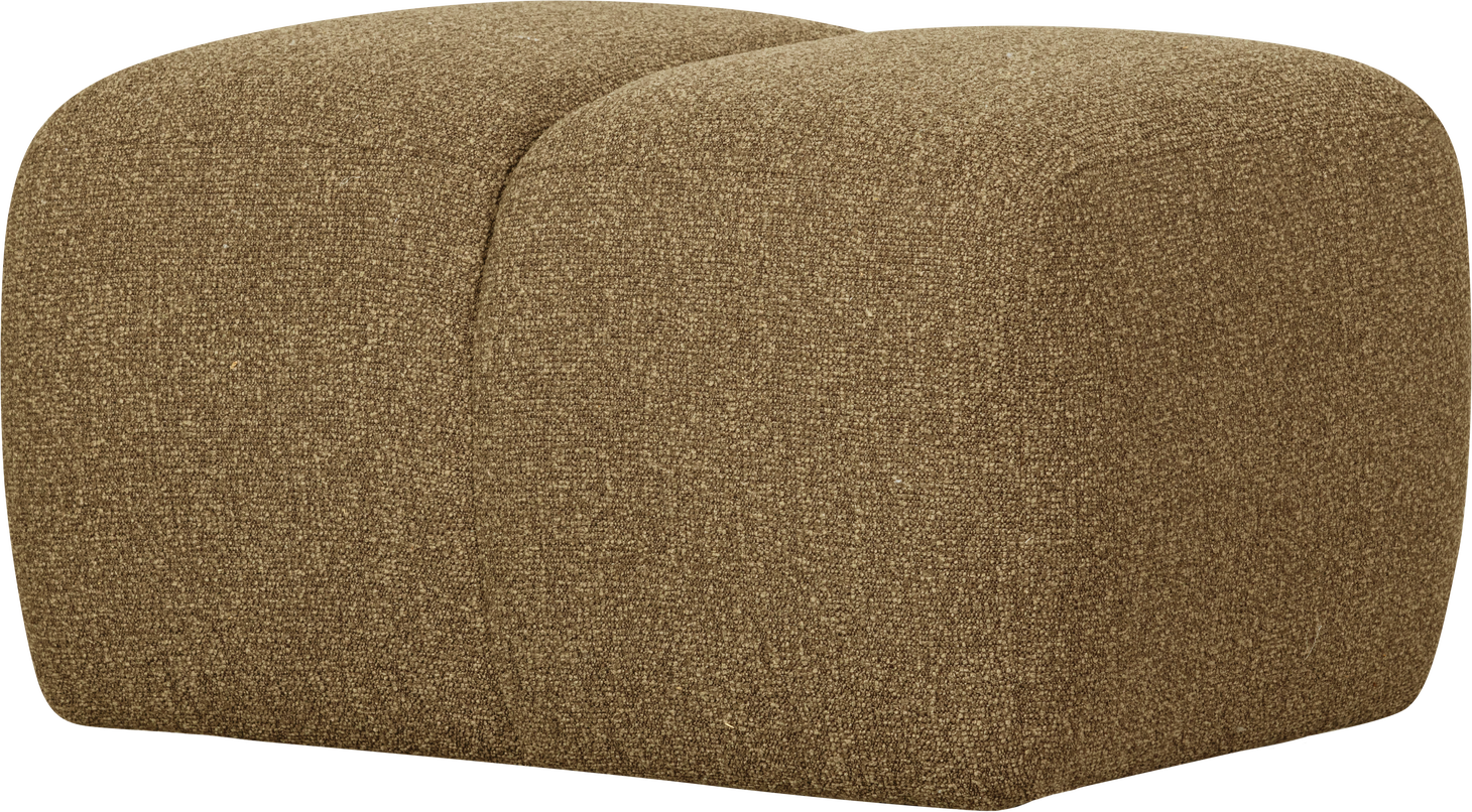 Puf Woood Mojo Bouclé Gul Brun Melange 84 Siddepuf Fodskammel 100 Polyester