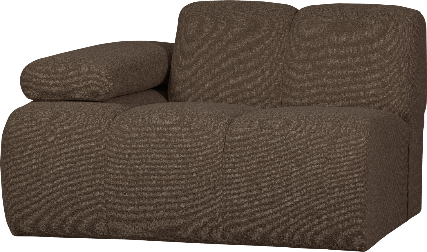 Modulsofa Woood Mojo -personers Sofamodul Bouclé Brun Melange Fast Polstring Manuelt Armlæn Venstre 124