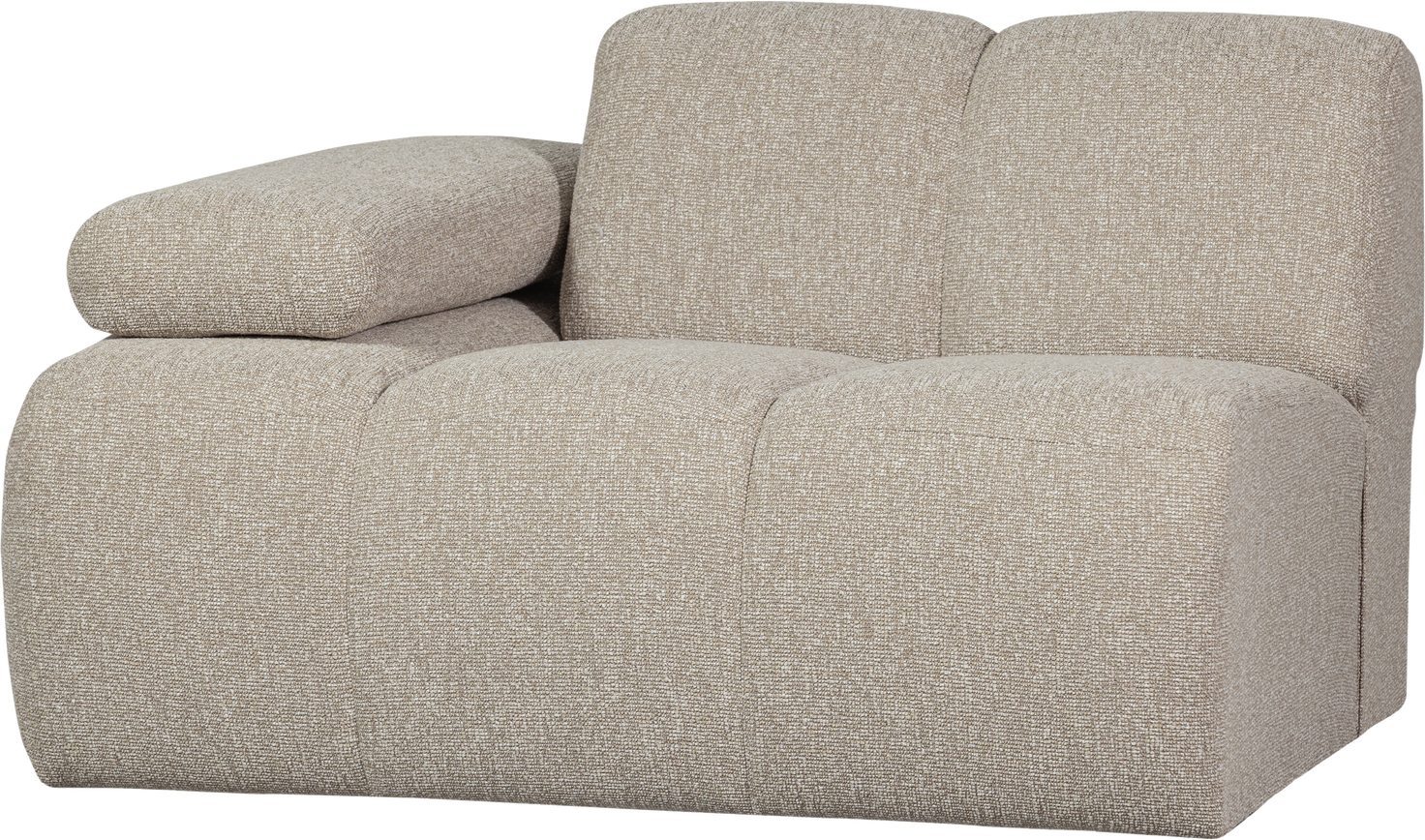 Modulsofa Woood Mojo -personers Modul Venstre Armlæn Beige Melange Bouclé