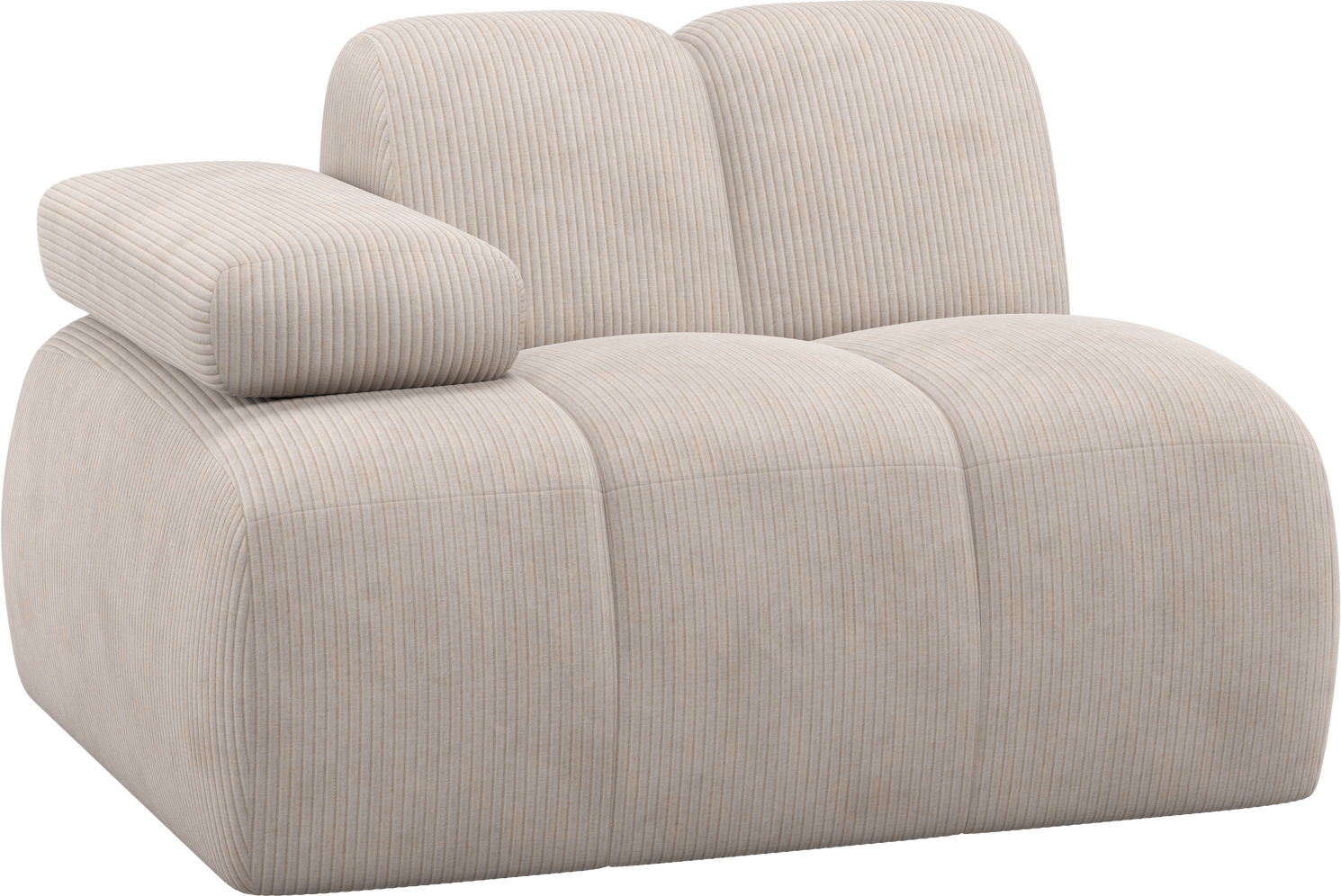 Modulsofa Woood Mojo -personers Modul Armlæn Venstre Ecru Jacquardvævet Ribstof