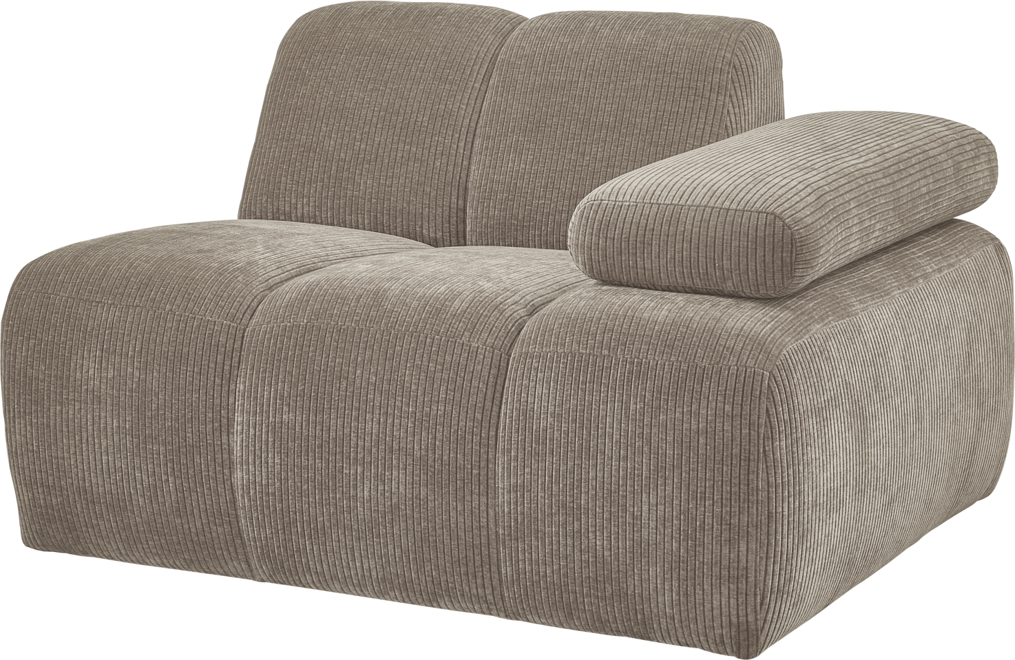 Modulsofa Woood Mojo -personers Sofamodul Højre Armlæn Justerbart Ribstof 100 Polyester Mørk Sand Jacquardvævet