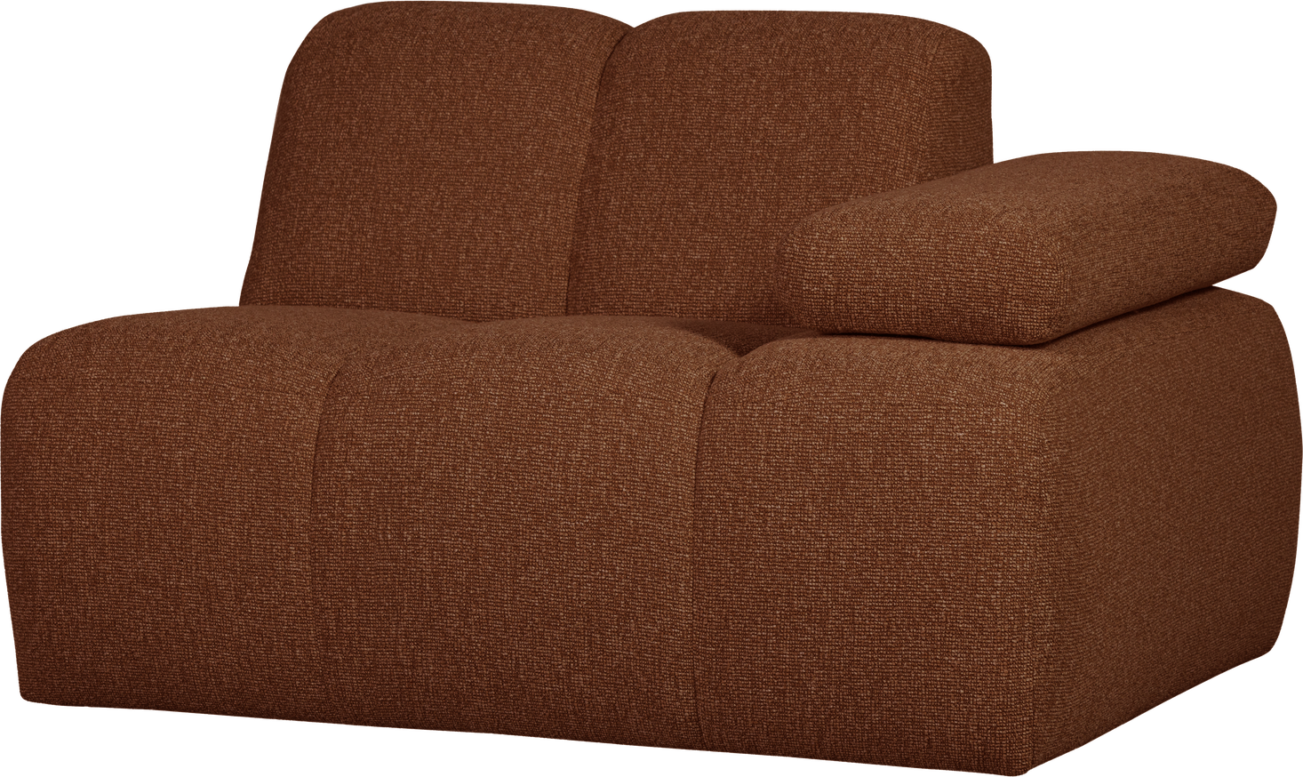 Modulsofa Woood Mojo -personers Modul Med Armlæn Højre Rustbrun Melange Bouclé 124x97