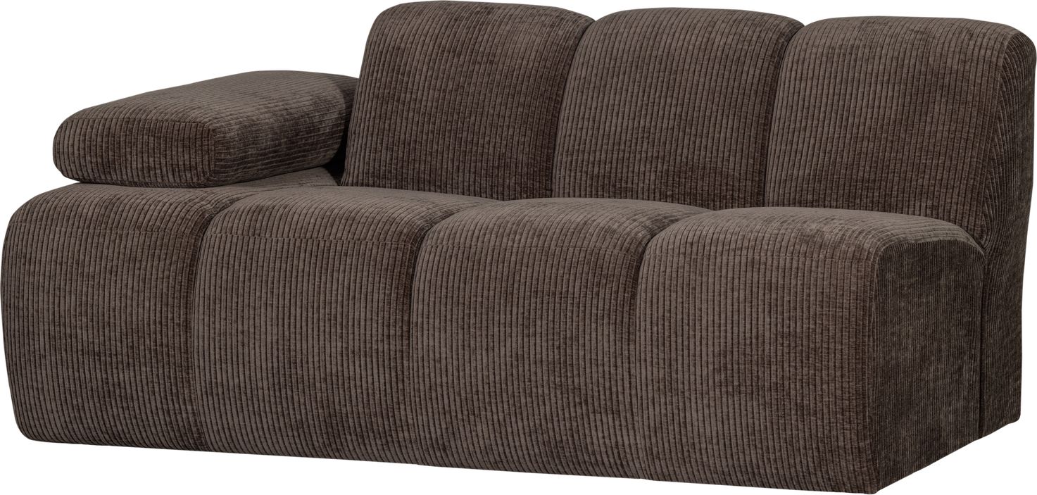 Modulsofa Woood Mojo -personers Sofamodul Venstrevendt Med Justerbare Armlæn Brun Rib Jacquard 100 Polyester B164