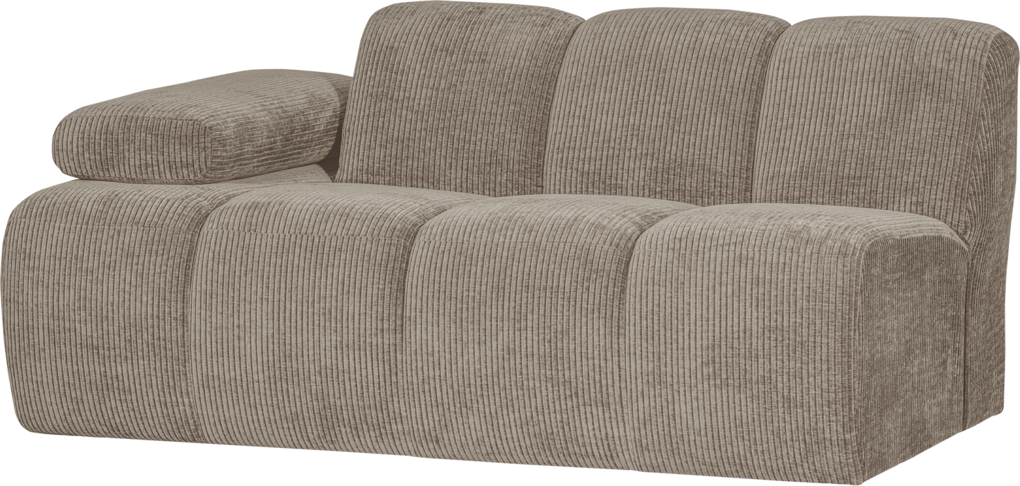 Modulsofa Woood Mojo -personers Sofamodul Venstrevendt Remy Rib Ribstof Mørk Sand B164