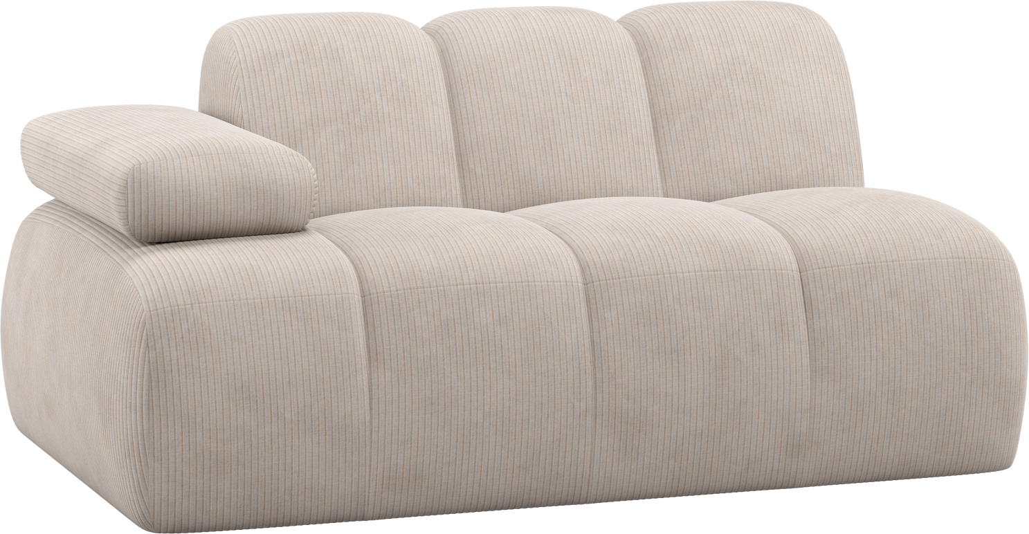Sofamodul -sæde Woood Mojo Venstrevendt Armlæn Ecru Ribstof 100 Polyester H74ã B164ã D97