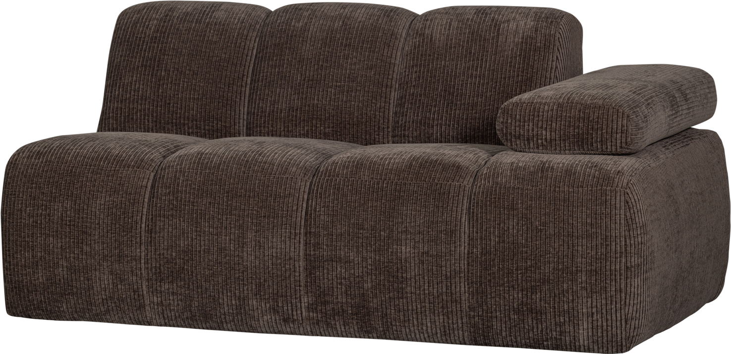 Modulsofa Woood Mojo -personers Modul Højre Brun Rib Jacquard Velouragtig Overflade Justerbart Armlæn Slidstærkt Polyester