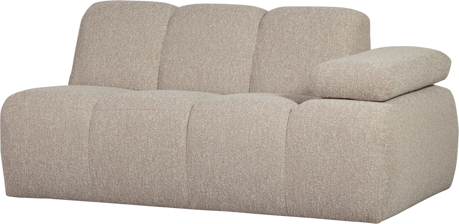 Modulsofa Woood Mojo -personers Modul Højre Bouclé Beige Melange Fast Struktur Manuelt Armlæn