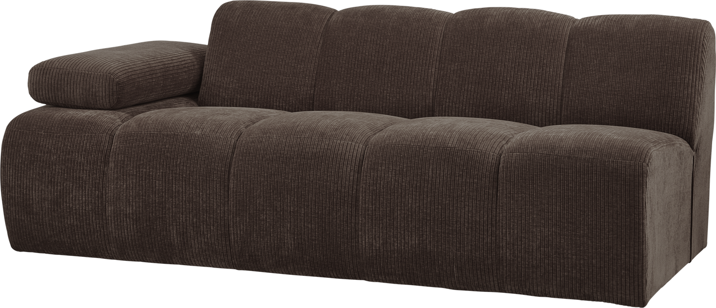 Modulsofa Woood Mojo -personers Sofamodul Armlæn Venstre Brun Ribstof Fløjlsagtig Jacquard 100 Polyester