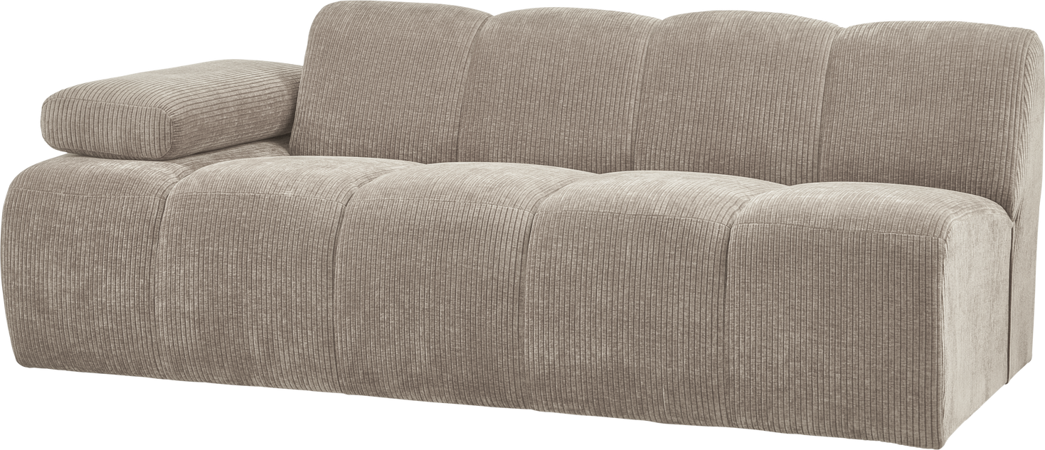 Modulsofa -personers Venstrevendt Woood Mojo Mørk Sand Ribstof Jacquard Manuelt Armlæn B204
