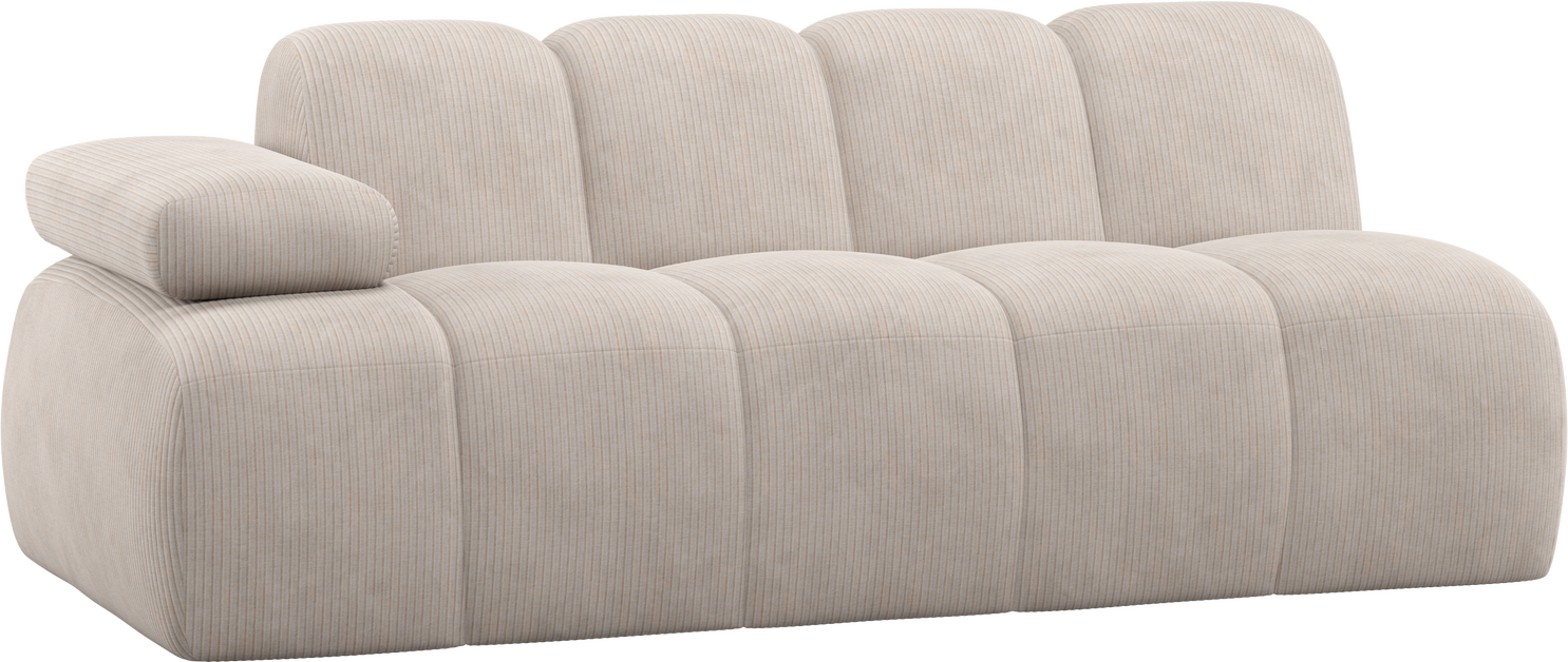 Modulsofa Woood Mojo -personers Ecru Ribstof 100 Polyester Venstre Armlæn Fløjlsagtig Overflade