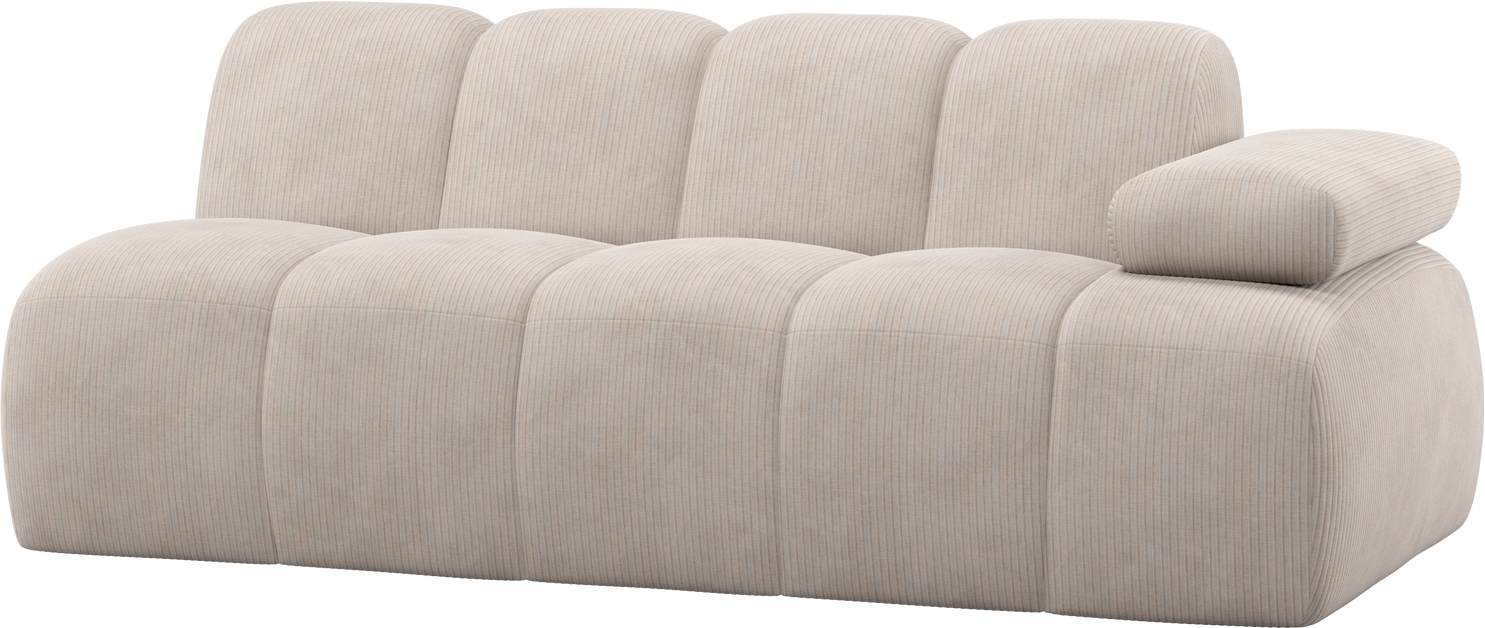 -personers Modulsofa Woood Mojo Sofamodul Ribstof Ecru Jacquard Blød Fløjlsagtig Overflade Højre Armlæn 100 Polyester