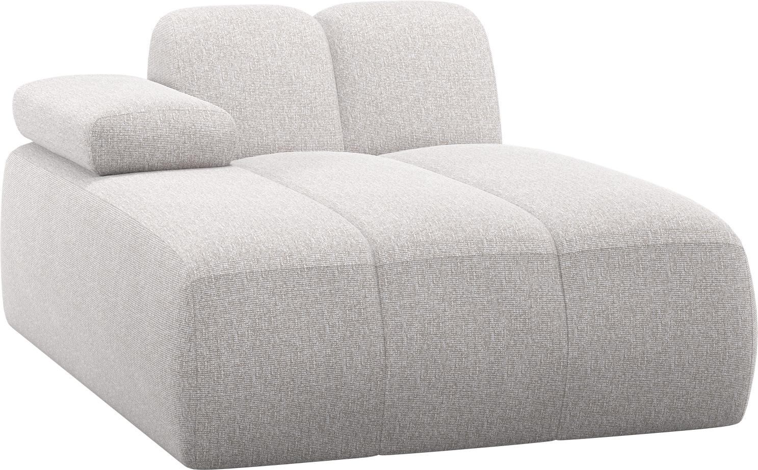 Modulsofa Woood Mojo Chaiselong Modul Venstre Ecru Melange Bouclé 124x162 Justerbare Armlæn