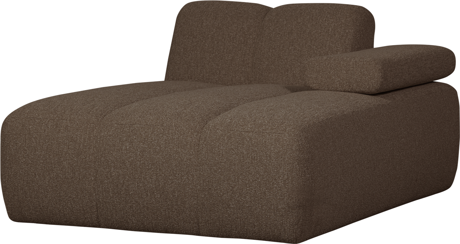 Chaiselongmodul Woood Mojo Modulsofa Højre Brun Melange Bouclé Manuelt Justerbare Armlæn