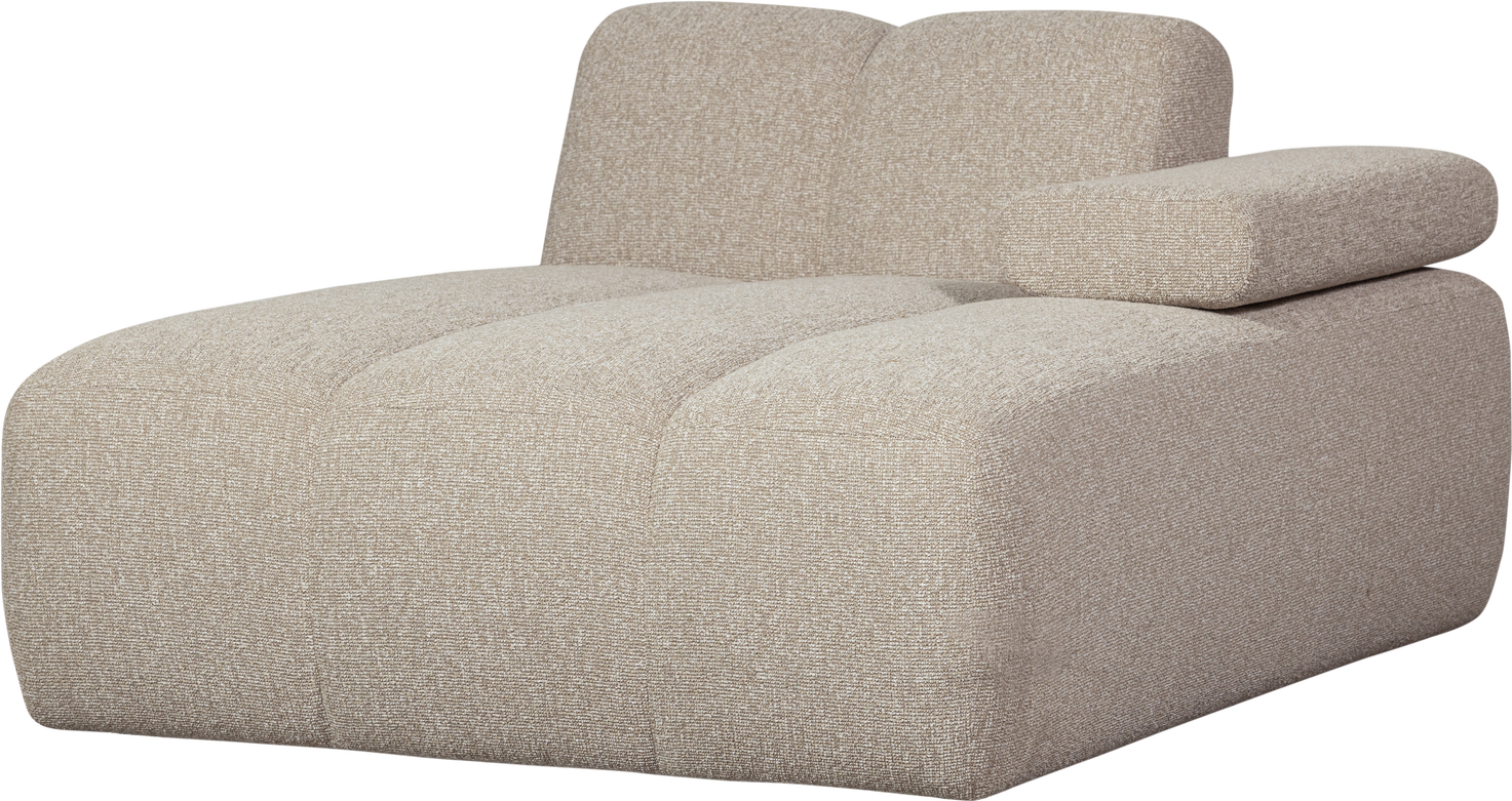 Chaiselong Modulsofa Woood Mojo Højrevendt Bouclé Beige Melange Manuelt Justerbare Armlæn