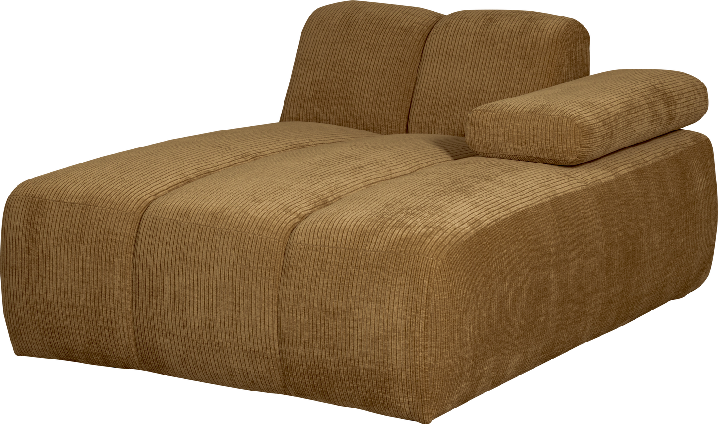 Modulsofa Med Chaiselong Woood Mojo Honninggul Ribstof Fløjlsagtig Højre Modul
