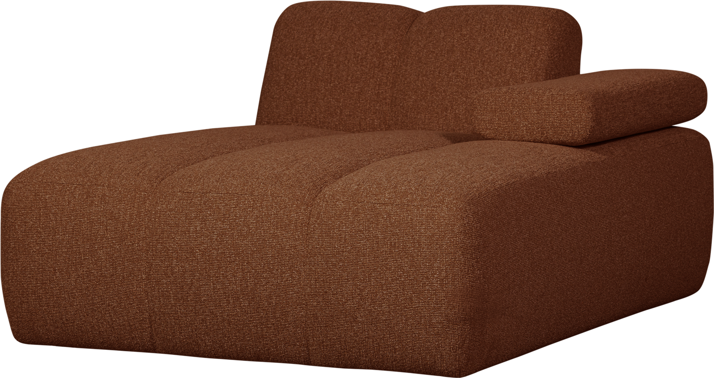 Chaiselong Modul Højre Woood Mojo Bouclé Modulsofa Rustbrun Melange 100 Polyester Justerbare Armlæn