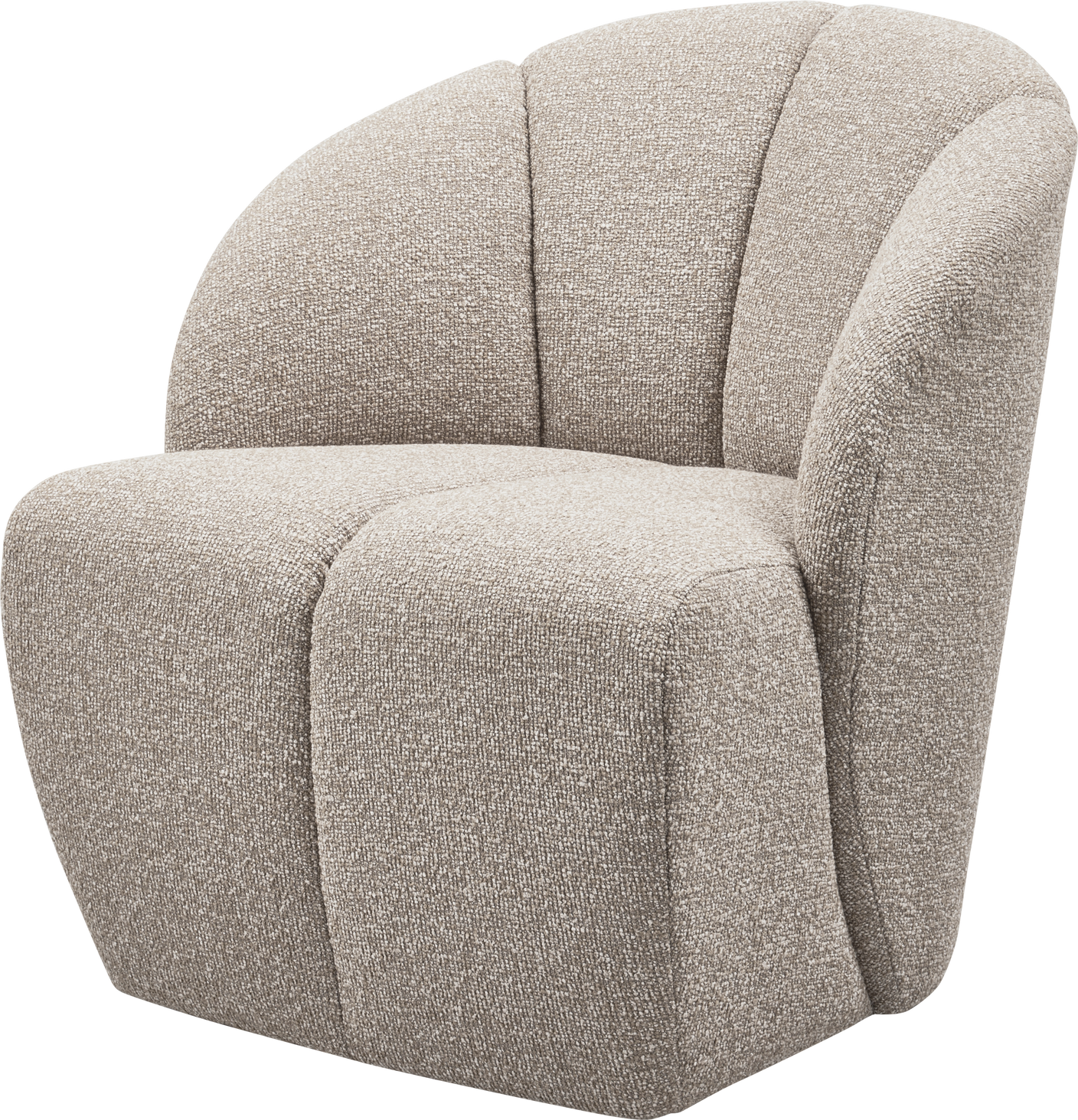 Lænestol Woood Mojo Bouclé Beige Melange Drejefunktion Fast Polstring H75ã B68ã D77
