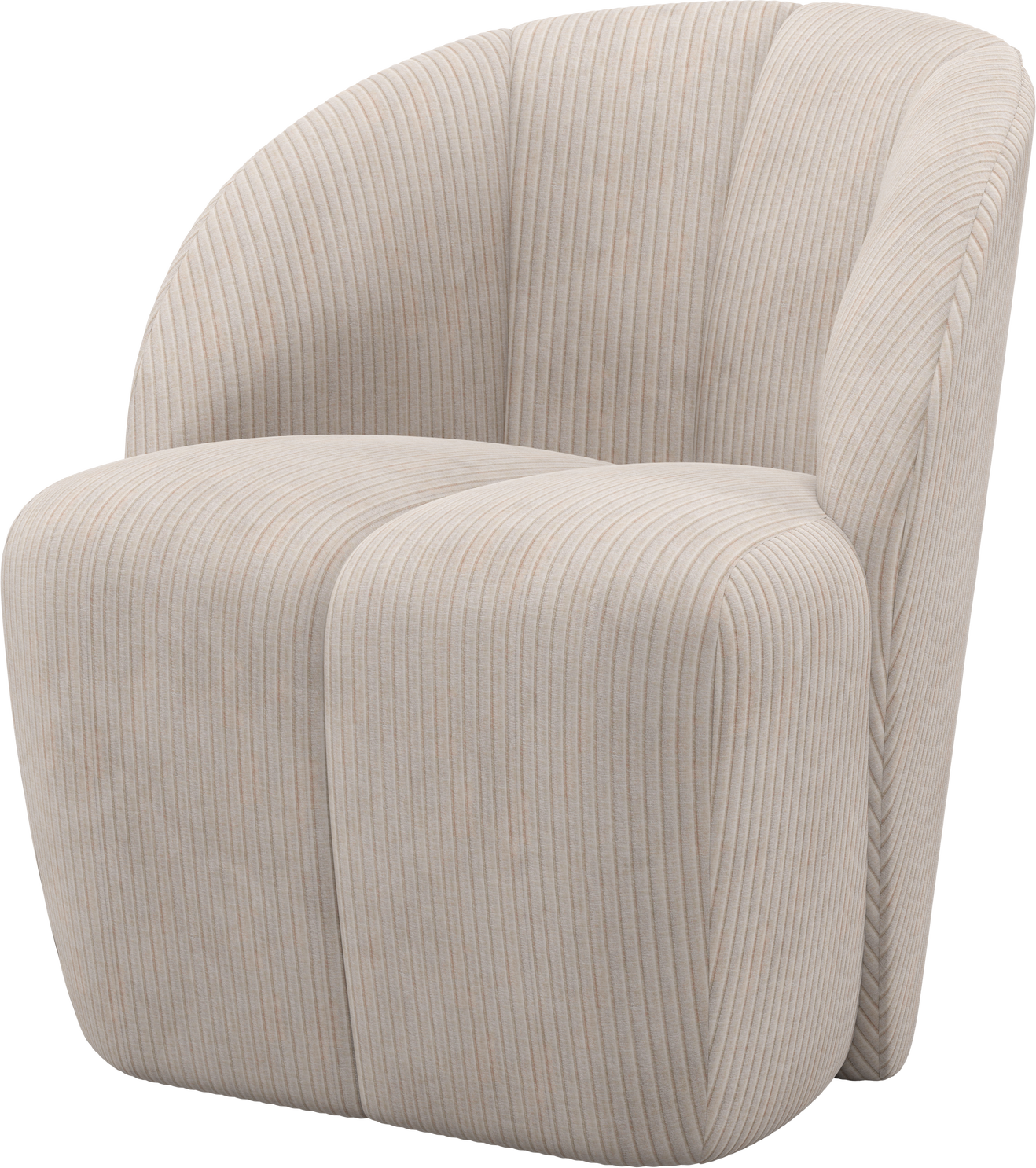 Lænestol Woood Mojo Drejelænestol Ecru Ribstof 100 Polyester Voluminøst Moderne Design H75xb68xd77