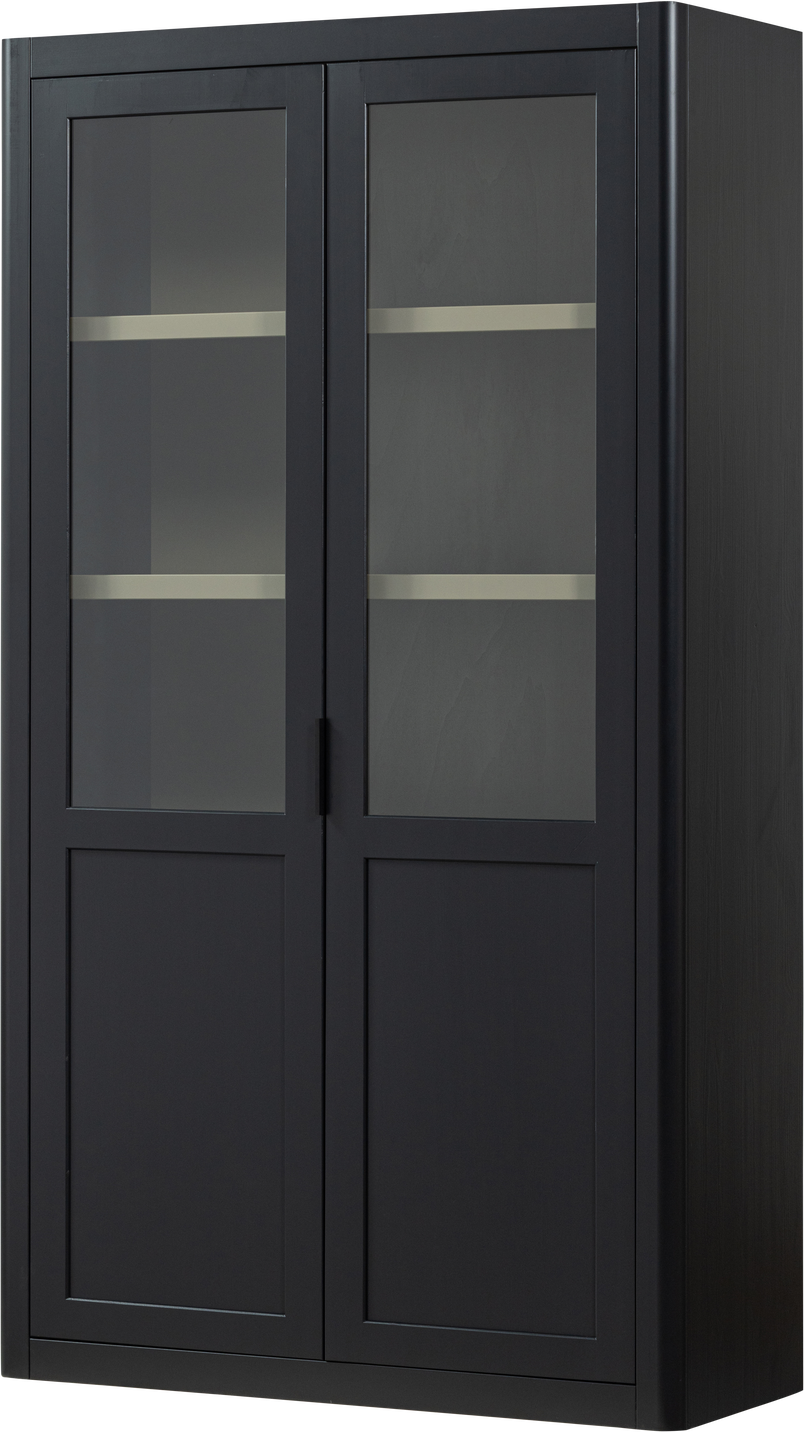 Vitrineskab Buffetskab Woood Gunnar Mat Sort Fsc Fyrretræ H217 B120 D48