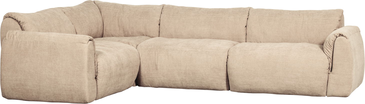 Hjørnesofa Venstrevendt Woood Baggy Sand Vævet Chenille Dun-toplag 301x210 100 Genanv Polyester