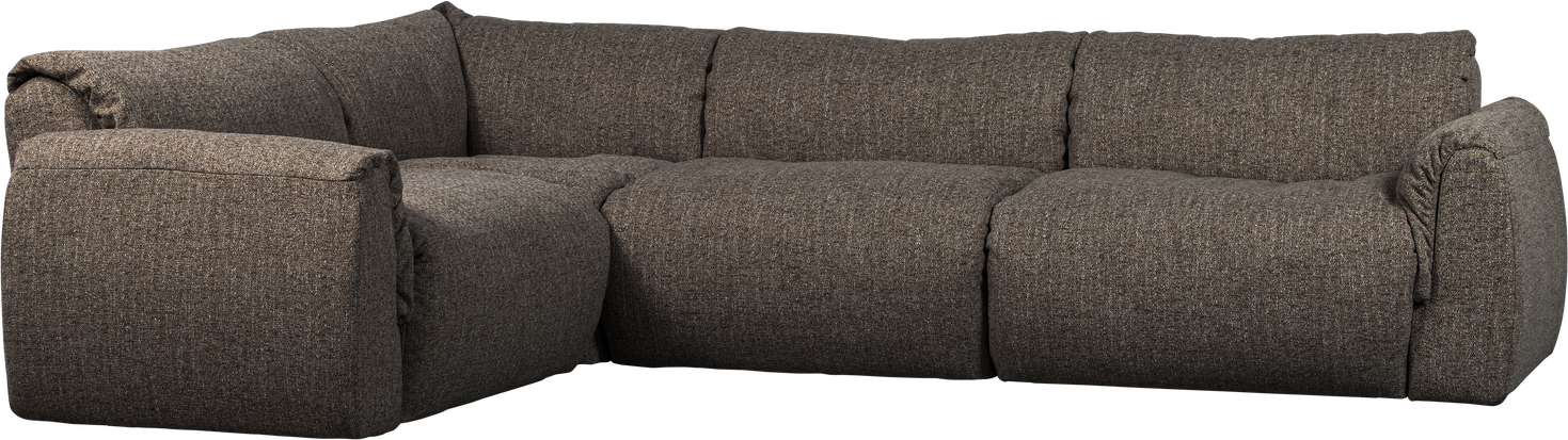 Hjørnesofa Venstrevendt Woood Baggy 301x210 Varm Grå Melange Groft Vævet Orari-stof Skum Med Fjer Silikone