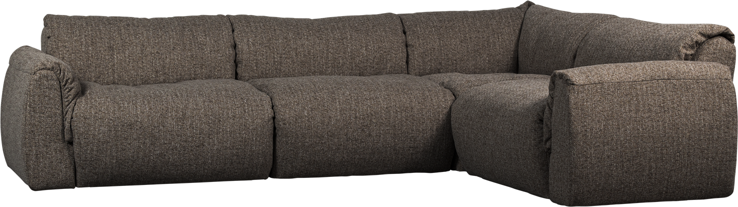 Hjørnesofa Højrevendt Woood Baggy 301x210 Varm Grå Melange Vævet Stof Skum Fjer Silikone
