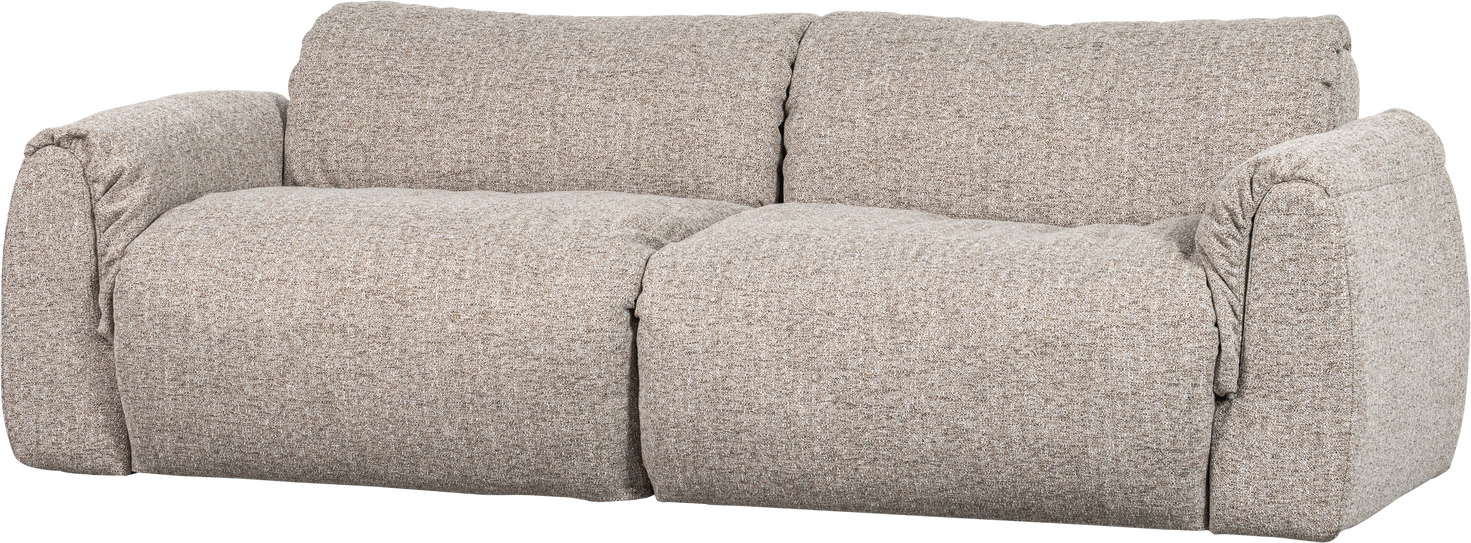 -personers Sofa Woood Baggy Natur Melange Groft Vævet Stof B228 Skum Fjer Silikonefyld Teflon-behandlet
