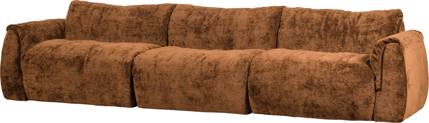 -personers Sofa Woood Baggy Modulsofa Drew Teksturstof 3d Chenille Mellembrun B319