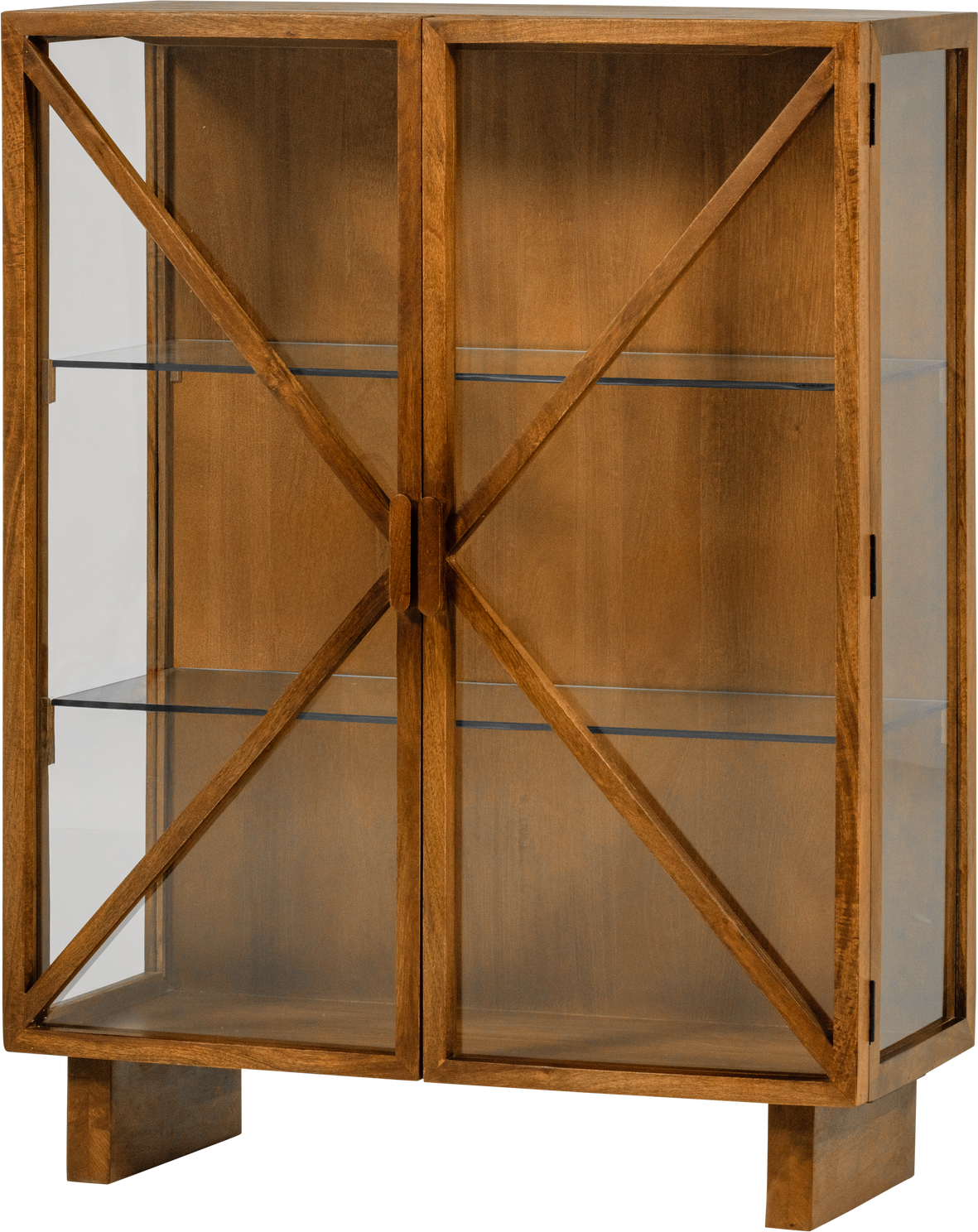 Vitrineskab Woood Kella  Mangotræ   Glas  Natur    Døre  H132ã B100ã D44