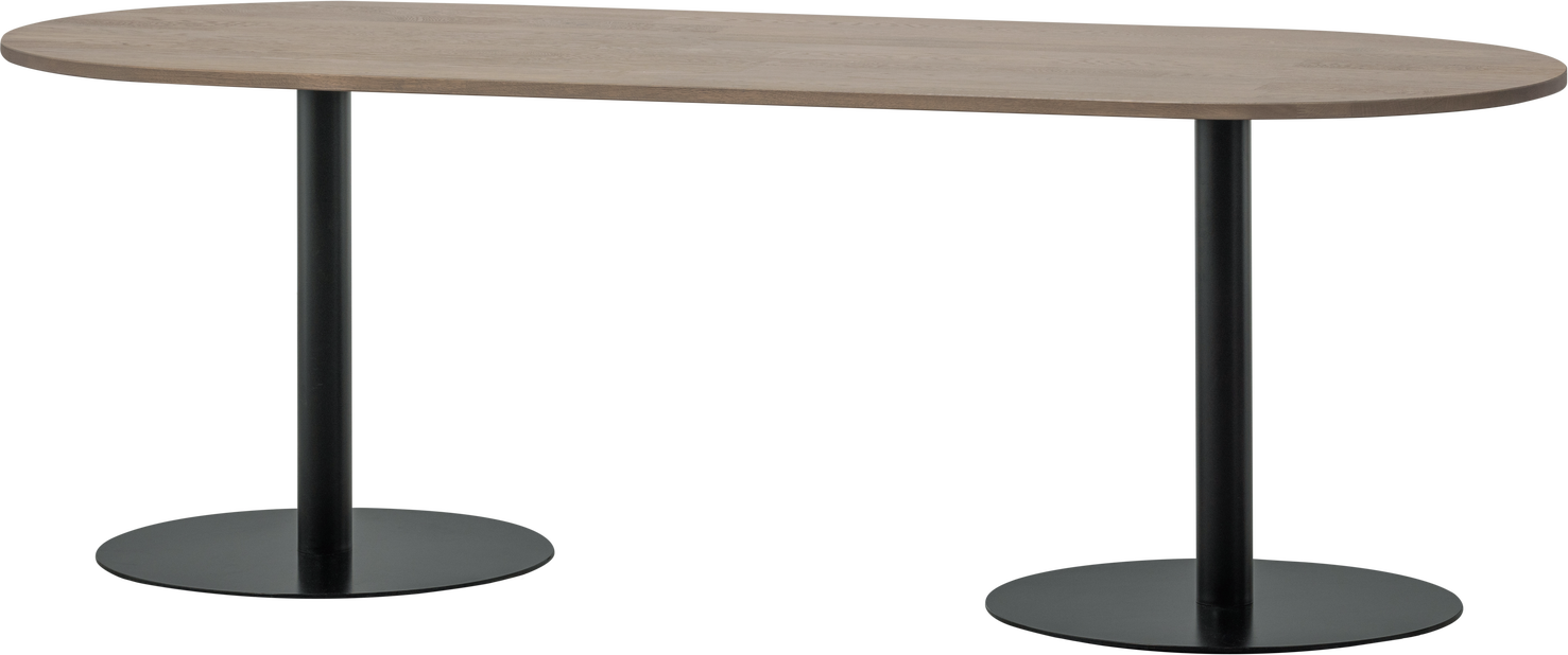 Spisebord Woood Tablo Ovalt   Egetræ  Pebble Grey  Limede Egetræslister  Sort Metalben  L220ã B90    Fsc Mix-certificeret