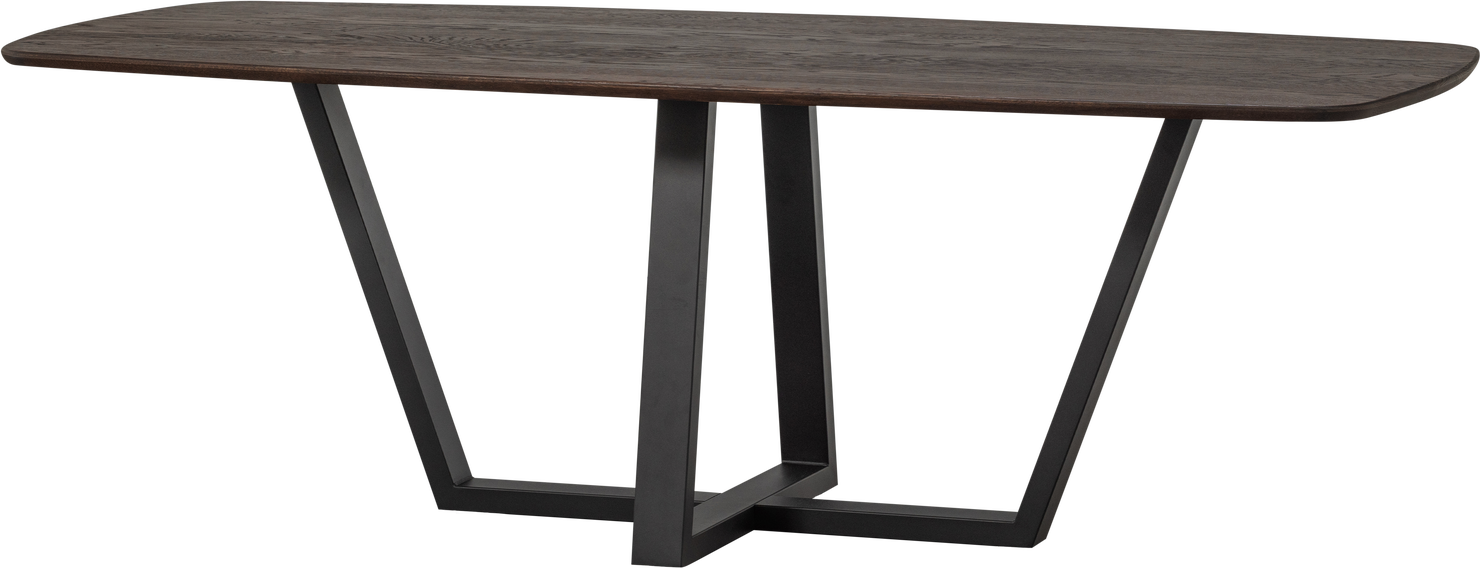 Spisebord Woood Tablo  Ovalt Egetræ Bordplade Mystik Brun 220x100    Sort Pulverlakeret Metalstel  Fsc-mix