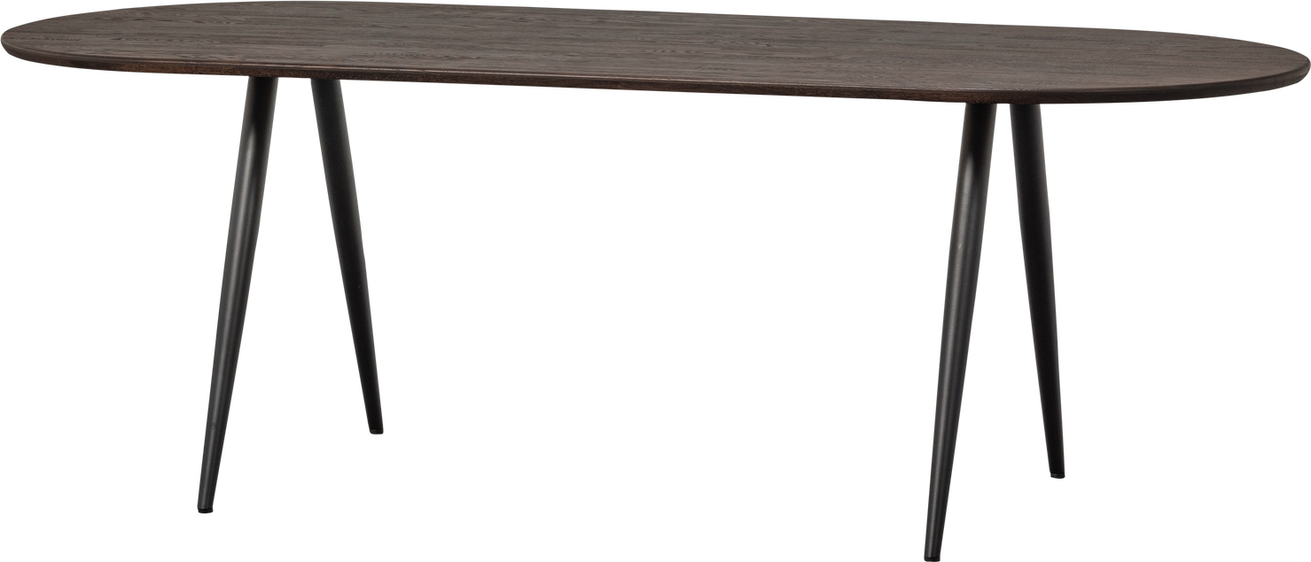 Spisebord Woood Tablo Ovalt Egetræ Let Børstet Brun Bejdse Sort Metalstel Fsc Mix 220x90