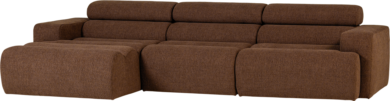 Loungesofa Woood Novi Venstrevendt Chaiselong Bouclé Mokkabrun 300x173 Med Justerbar Nakkestøtte
