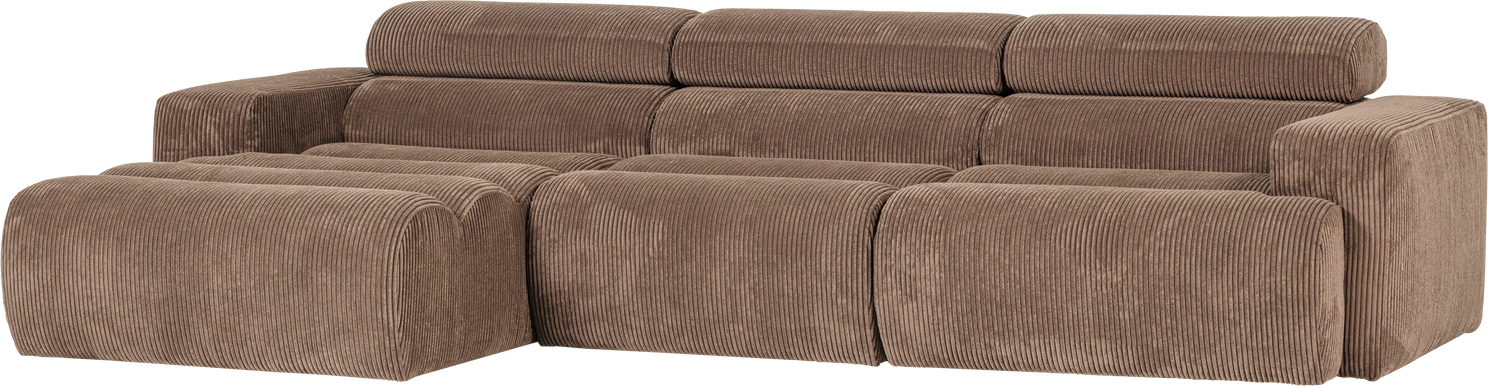 Venstrevendt Loungemodul Woood Novi Taupe Ribstof 300x173 Chaiselong Justerbar Nakkestøtte