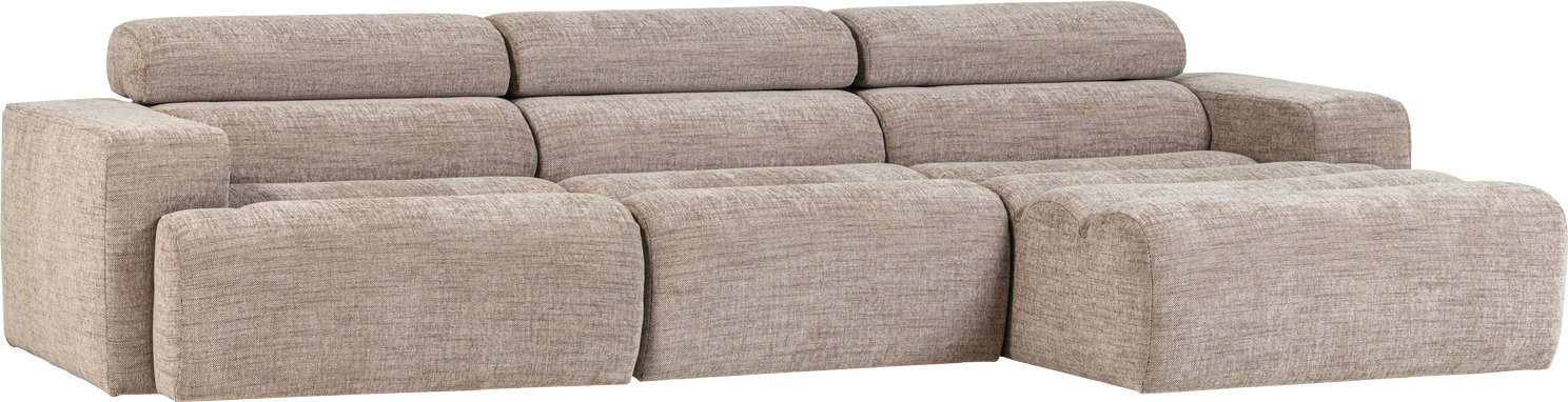 Loungesofa Højrevendt Woood Novi Natur Melange Vævet Polyester Justerbar Nakkestøtte 300x173