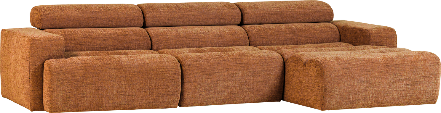 Loungesofa Højrevendt Woood Novi Chaiselong Orange Melange Stof 100 Polyester B300ã D173